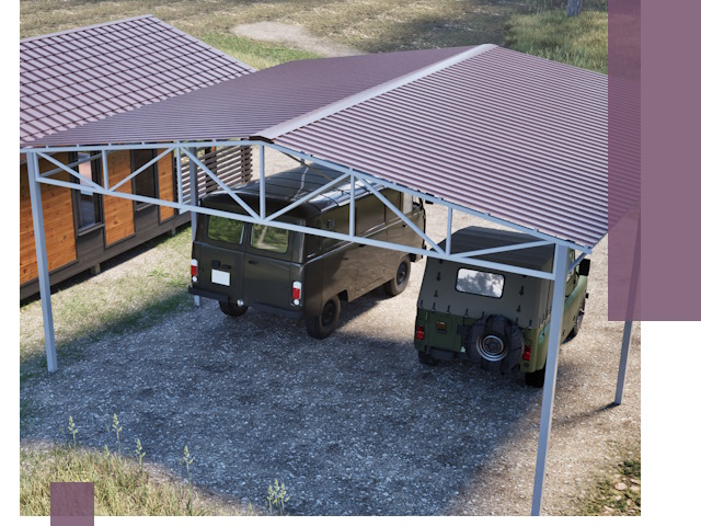 Двускатные навесы под ключ в Светлограде — изготовление и монтаж